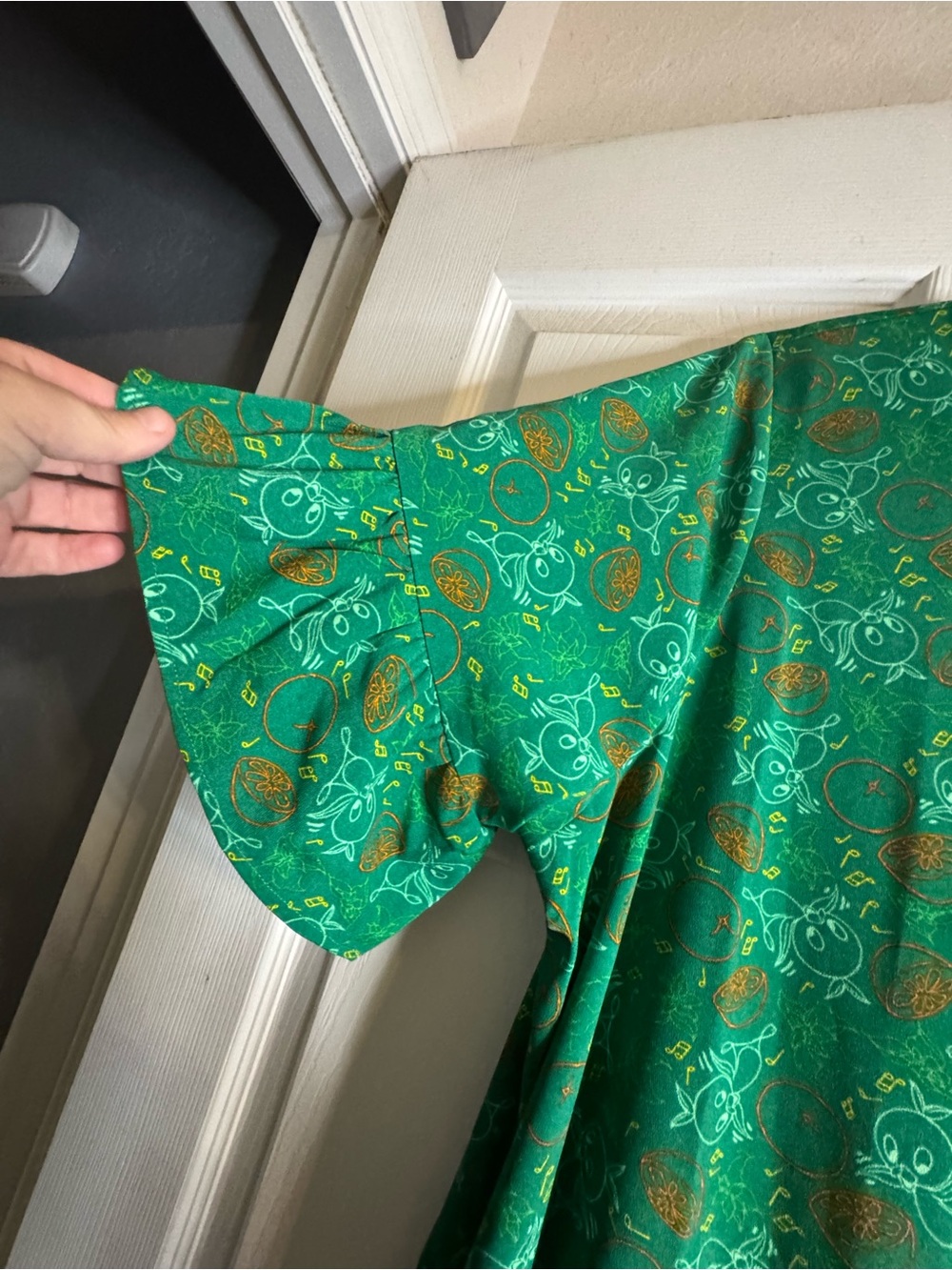 Disney Green Floral Ruffle-Sleeve Midi Dress with Gold Accents The Dress Shop - Picture 6 of 7